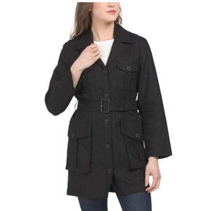 NEW ZARA Linen Blend Windbreaker linen/cotton blend  black for women 168mn